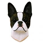 Boston Terrier Head Plaque Figurine Brindle