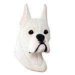 Boxer Head Plaque Figurine White