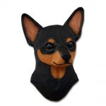 Chihuahua Head Plaque Figurine Black/Tan