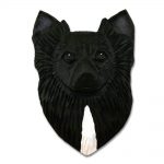 Chihuahua Head Plaque Figurine Black Longhair