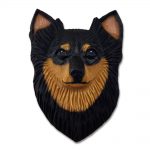 Chihuahua Head Plaque Figurine Black/Tan Longhair