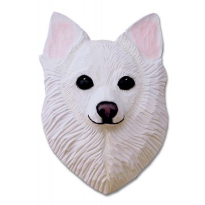 Chihuahua Head Plaque Figurine White Longhair