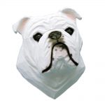 English Bulldog Head Plaque Figurine White
