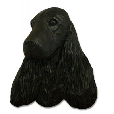 English Cocker Spaniel Head Plaque Figurine Black