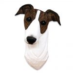 Greyhound Head Plaque Figurine Brindle/White