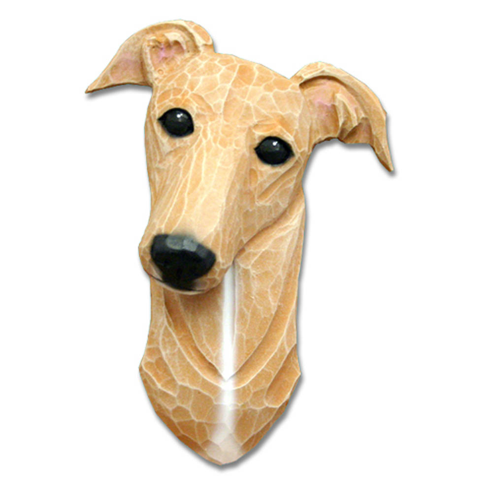 Greyhound Head Plaque Figurine Fawn