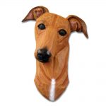 Greyhound Head Plaque Figurine Red