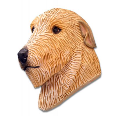 Irish Wolfhound Head Plaque Figurine Fawn