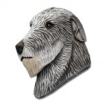 Irish Wolfhound Head Plaque Figurine Grey