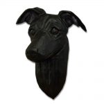 Italian Greyhound Head Plaque Figurine Black