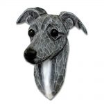 Italian Greyhound Head Plaque Figurine Blue