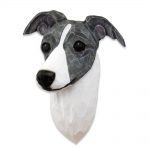 Italian Greyhound Head Plaque Figurine Blue/White