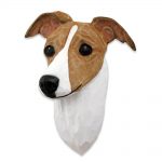 Italian Greyhound Head Plaque Figurine Fawn/White