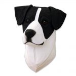 Jack Russell Terrier Head Plaque Figurine Black/White