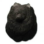 Pomeranian Head Plaque Figurine Black