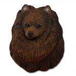 Pomeranian Head Plaque Figurine Brown