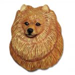 Pomeranian Head Plaque Figurine Orange