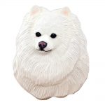 Pomeranian Head Plaque Figurine White