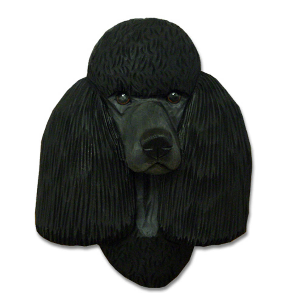 Poodle Head Plaque Figurine Black