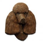 Poodle Head Plaque Figurine Brown