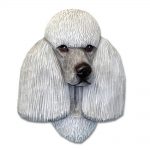 Poodle Head Plaque Figurine Grey