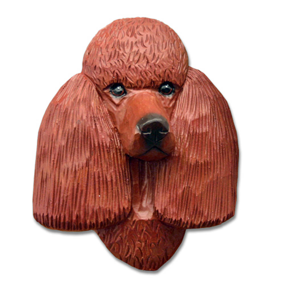 Poodle Head Plaque Figurine Red