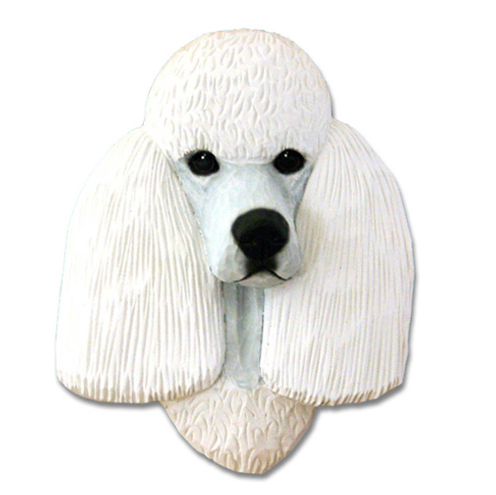 Poodle Head Plaque Figurine White