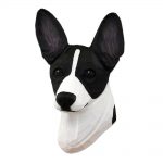 Rat Terrier Head Plaque Figurine Black/White