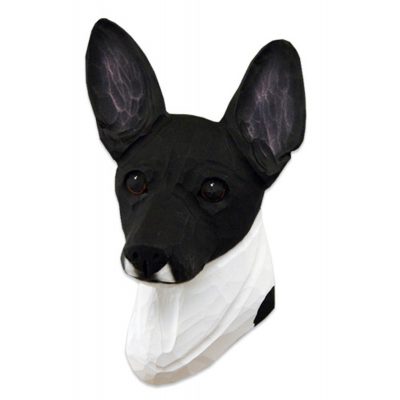 Fox Terrier Head Plaque Figurine Black/White Toy