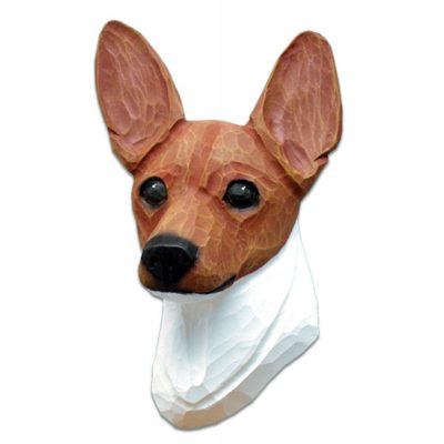 Fox Terrier Head Plaque Figurine Red/White Toy