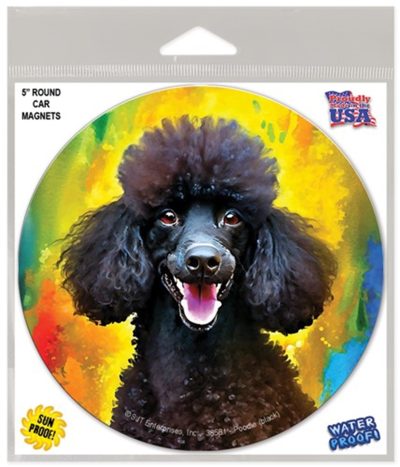 POODLE BLACK HAPPY DOG CAR MAGNET