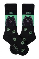 Pomeranian Black Socks - Green & Black in Color