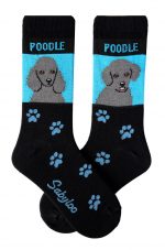 Poodle Gray Standard & Sport Cut Socks - Black and Blue in Color