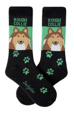 Rough Collie Socks - Black & Green in Color