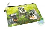 3 Gray Schnauzers Sitting in Field Design on Coin Bag Zippered Wallet