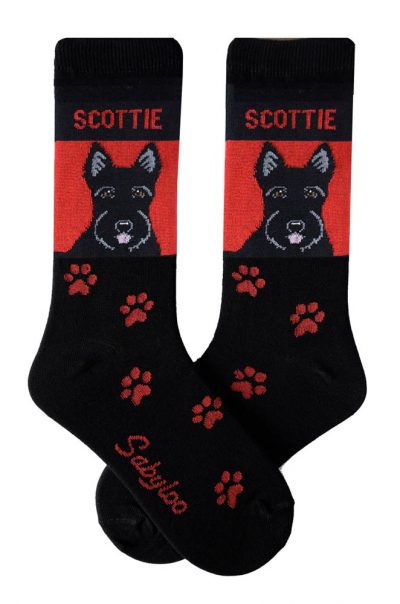 Scottish Terrier Socks - Black and Red in Color