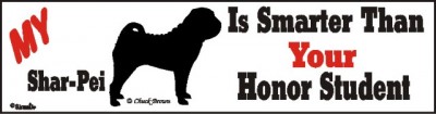 Shar Pei Smart Dog Car Bumper Sticker