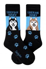 Siberian Husky Black/White and Red/White Socks - Black and Blue in Color