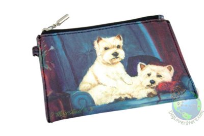 2 Westies Sitting on Couch Design on Zippered Coin Bag Wallet
