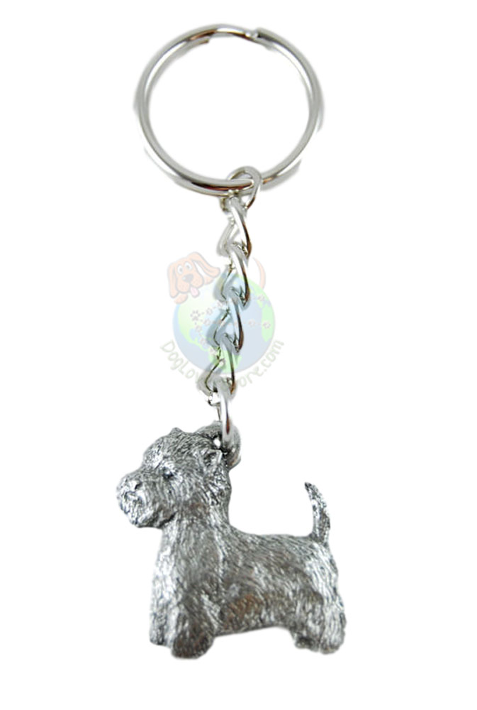 Wheaten Terrier Dog Keychain Keyring Harris Pewter Made USA Key Chain Ring 