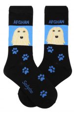 Afghan Hound Socks on Blue Background