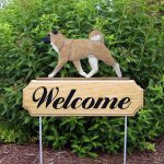 Akita Outdoor Welcome Yard Sign Fawn in Color