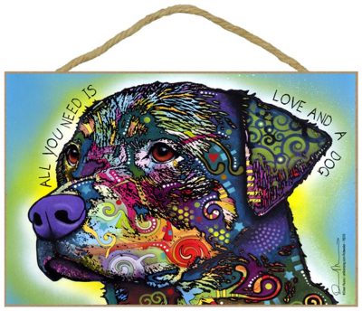 Rottweiler Sign - All You Need is Love & a Dog 7 x 10.5