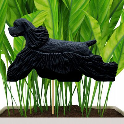 Black American Cocker Spaniel Figure Attached to Stake to be Placed in Ground or Garden