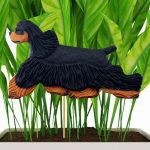 Black & Tan American Cocker Spaniel Figure Attached to Stake to be Placed in Ground or Garden