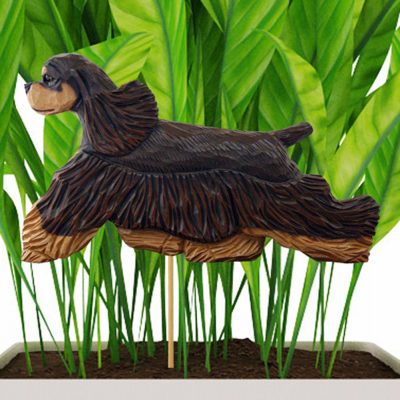 Brown & Tan American Cocker Spaniel Figure Attached to Stake to be Placed in Ground or Garden