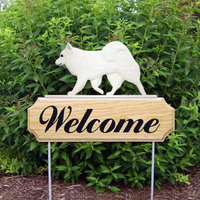 American Eskimo Outdoor Welcome Yard Sign White in Color
