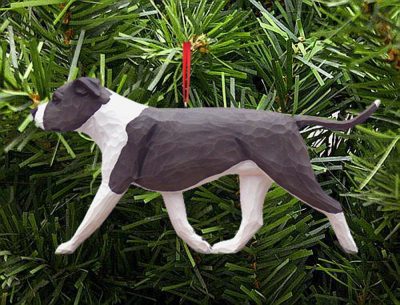 American Staffordshire Terrier Ornament Blue/White