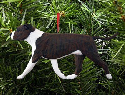 American Staffordshire Terrier Ornament Brindle/White