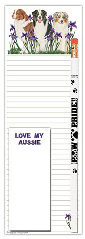 Australian Shepherd Dog Notepads To Do List Pad Pencil Gift Set